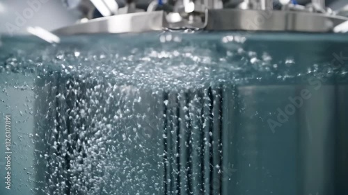 Bubbles Rising in a Laboratory Beaker Filled with Clear Water