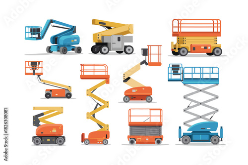 Collection of various aerial work platforms and lifts