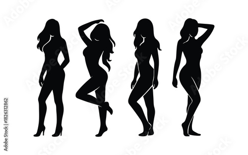 Female body silhouettes: elegant, diverse, and confident poses