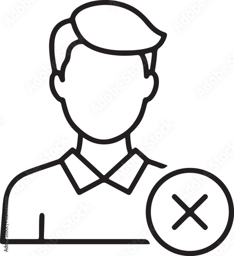 Minimalist User Profile Removal Icon – Blocked Account Symbol for Access Control and UI Design