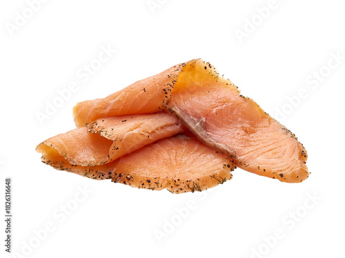 Tranches de saumon fumé sur fond blanc