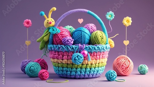 Colors of Comfort: Yarn, Basket, Inspiration (AI-generated)