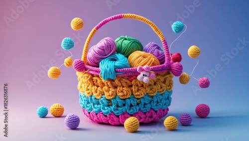 Colors of Comfort: Yarn, Basket, Inspiration (AI-generated)