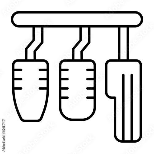Car brake, clutch and gas pedals thin line icon, car parts concept. Vector graphics. Pedals sign on white background, style icon mobile or web design.