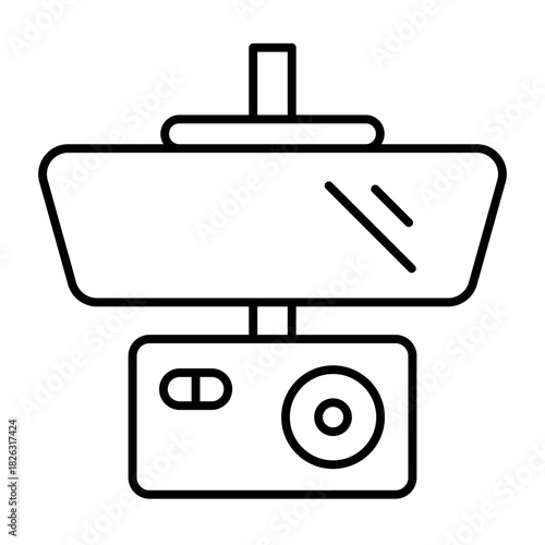 Rearview mirror with video recorder thin line icon, car parts concept. Vector graphics. Security camera sign on white background, style icon mobile or web design.