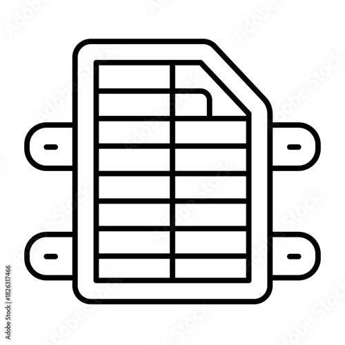 Car aluminum radiator thin line icon, car parts concept. Vector graphics. Radiator sign on white background, style icon mobile or web design.