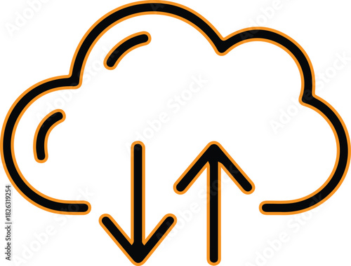 Cloud icon with upload and download arrows for data transfer