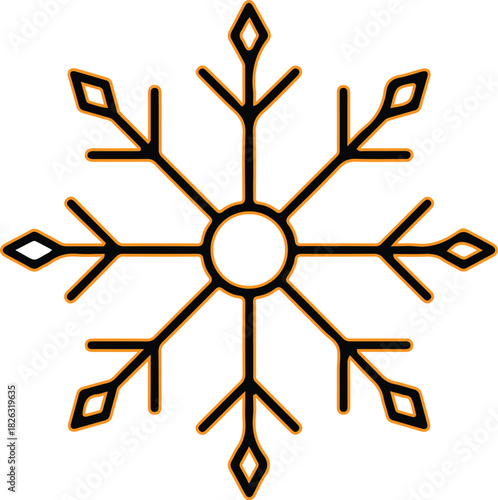 Simple geometric snowflake icon with outline design