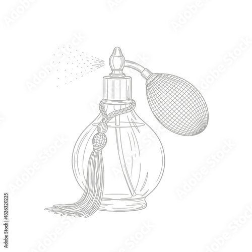 Illustration of elegant perfume bottle with tassel
