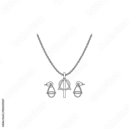 Illustration of elegant jewelry set featuring a necklace and earrings