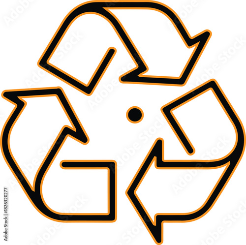 Universal recycling symbol with a dot in the center