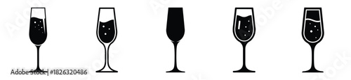 set of  champagne flute icon vector illustration isolated on white background