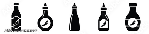 set of  chili sauce icon vector illustration isolated on white background