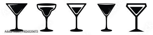 set of  cocktail glass icon vector illustration isolated on white background
