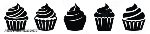 set of  cupcake frost icon vector illustration isolated on white background