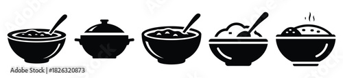 set of  curry bowl icon vector illustration isolated on white background