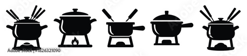 set of  fondue pot icon vector illustration isolated on white background