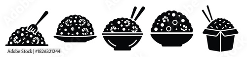 set of  fried rice icon vector illustration isolated on white background