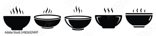 set of  hot soup bowl icon vector illustration isolated on white background