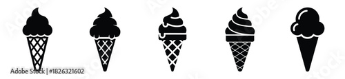set of  ice cream cone icon vector illustration isolated on white background