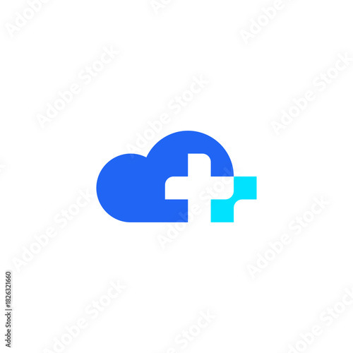 Modern Cloud and Cross with technology Dot icon logo concept vector
