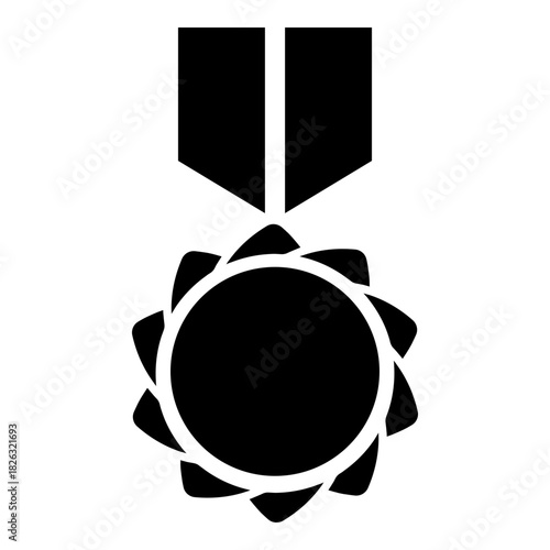 Rosette Award medal solid icon, symbolizing merit, recognition, and accomplishment. Perfect for certificates, competitions, milestones, ranking badges, training achievements, and reward systems.