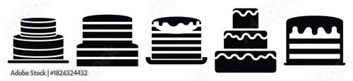 set of  layer cake icon vector illustration isolated on white background