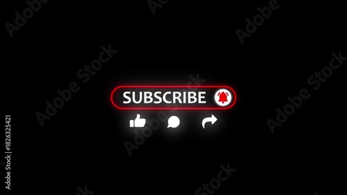 like comment subscribes and share animation. YouTube Subscribe 4K animation, Subscriber button notification animated on black background