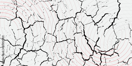 Collection of red concentric circles. Collection of radial sound wave or sonar rings. Pack of radar icon symbols, targets, dashed lines, halftones.