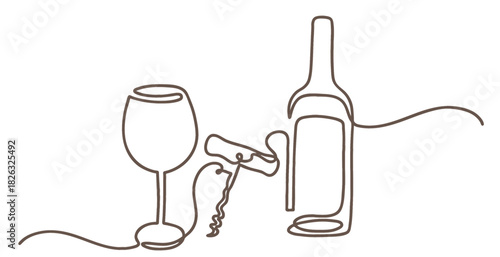 Bottle and glass line art