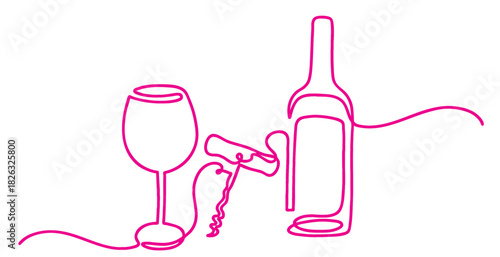 Bottle and glass line art