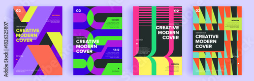 Modern abstract covers set, minimal covers design. Colorful geometric background, vector illustration.