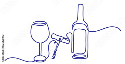 Bottle and glass line art