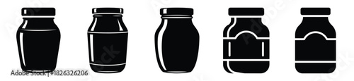 set of  mayonnaise jar icon vector illustration isolated on white background
