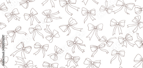Elegant Bows Pattern Delicate, Hand-Drawn Knot Designs for Festive Decoration and Gift Wrapping