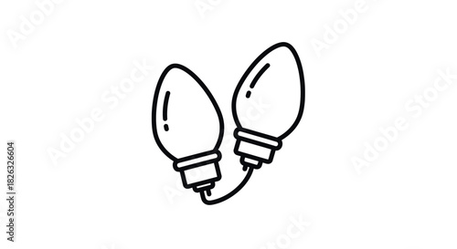 Clean outline of a double christmas light bulb on a white background