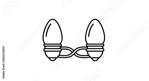 Clean outline double christmas light bulb icon on white background