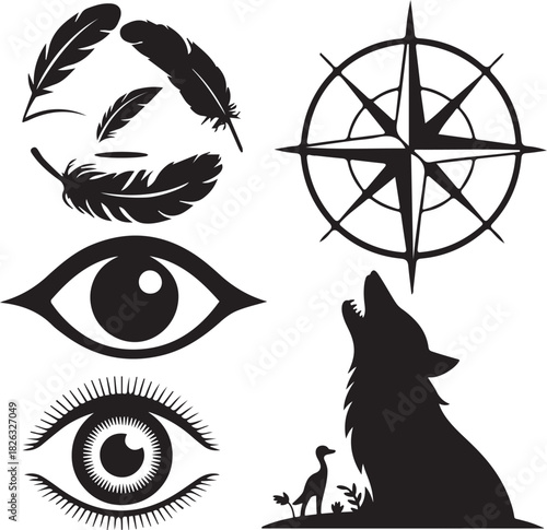 Vector illustration set of black cartoon cats featuring artistic fashion eyes with long eyelashes and elegant eyebrow designs for a modern beauty look