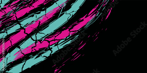 Car sticker wrap banner abstract sporty lines pink blue greenish grunge color combination brush storm thunder modern pattern racing motorsport, Modern.