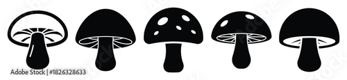 set of  mushroom cap icon vector illustration isolated on white background