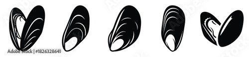 set of  mussel shell icon vector illustration isolated on white background