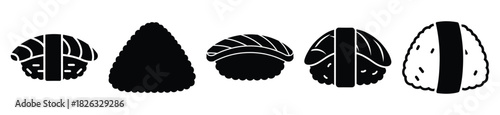 set of  nigiri piece icon vector illustration isolated on white background