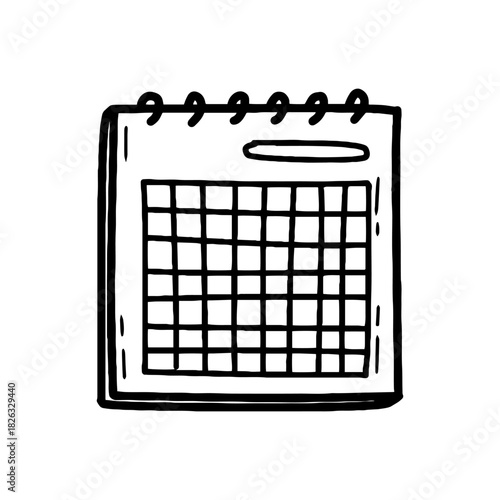 Hand drawn desktop calendar doodle line art icon