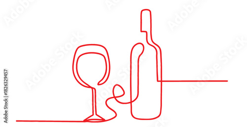 Bottle and glass line art