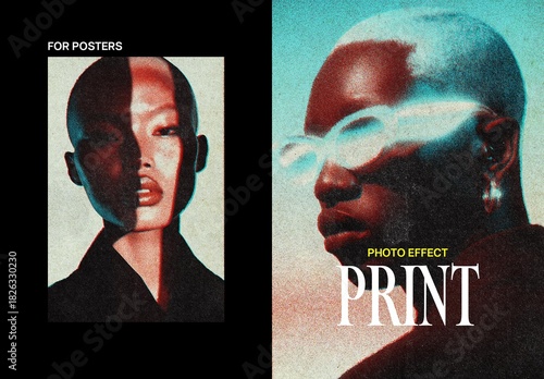 Old Print Poster Photo Effect Mockup