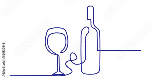 Bottle and glass line art