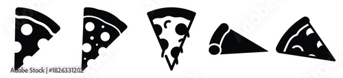 set of  pizza slice icon vector illustration isolated on white background
