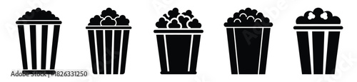 set of  popcorn bucket icon vector illustration isolated on white background