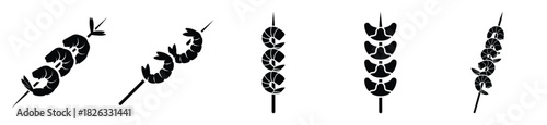 set of  prawn skewer icon vector illustration isolated on white background