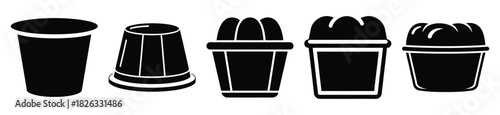 set of  pudding cup icon vector illustration isolated on white background